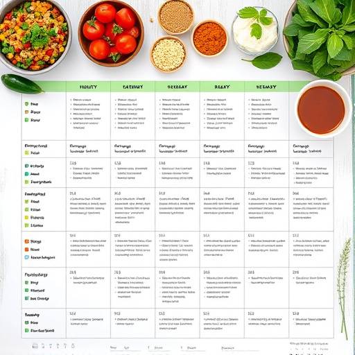 Image showcasing a well-organized meal plan with healthy recipes and ingredients laid out